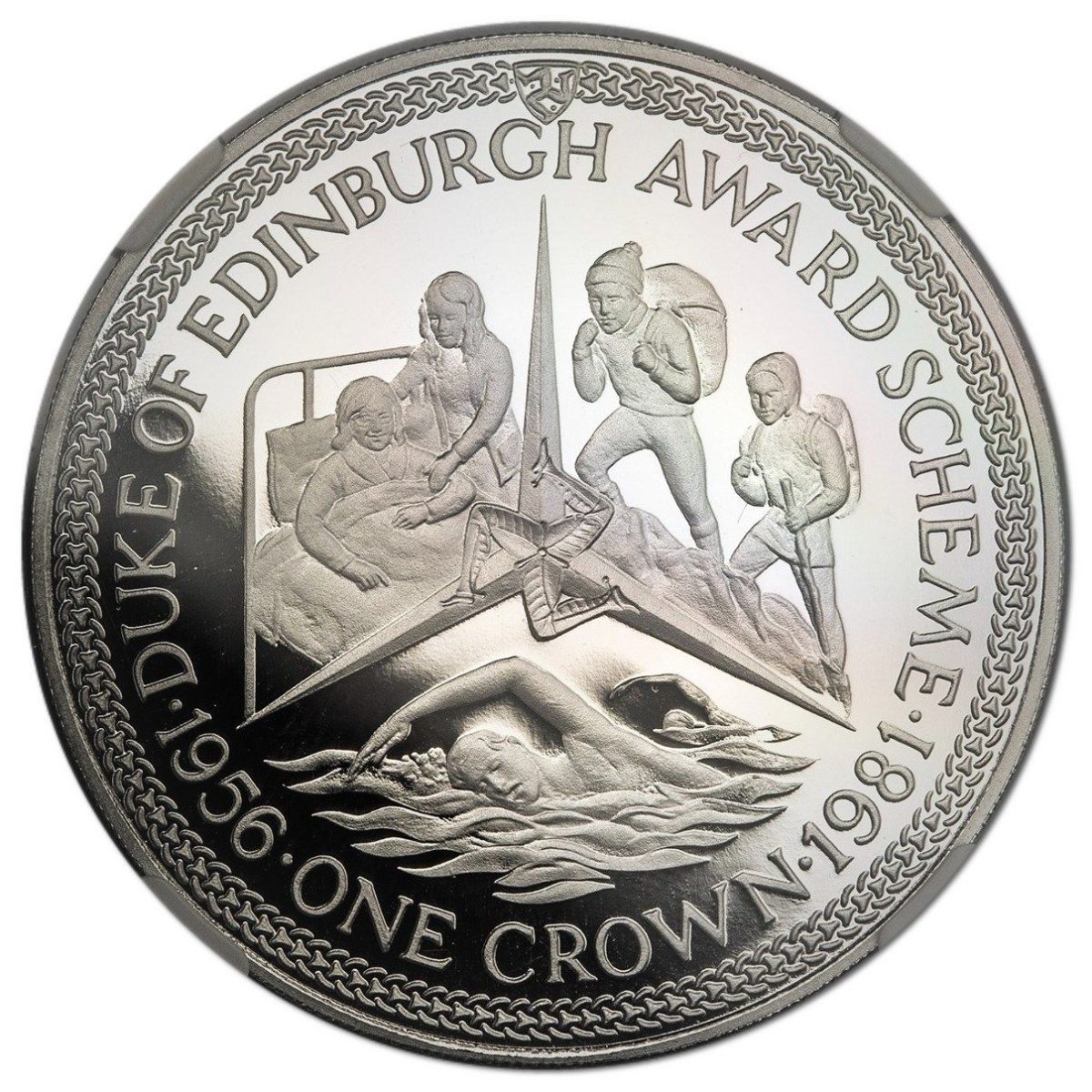 Isle of Man 1 Crown - Elizabeth II Duke of Edinburgh Award Scheme - activities; Platinum Proof