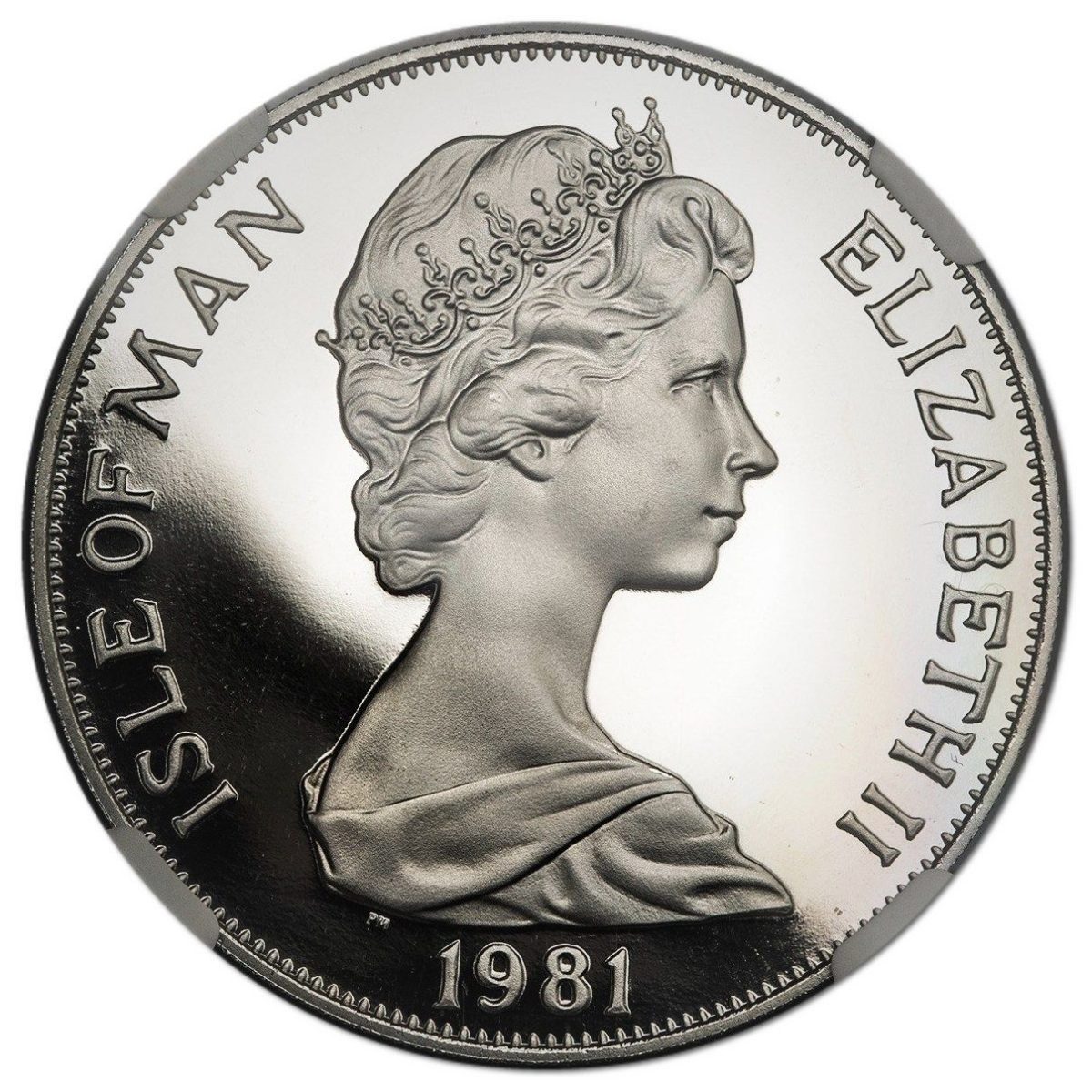 Isle of Man 1 Crown - Elizabeth II Louis Braille; Platinum Proof obverse