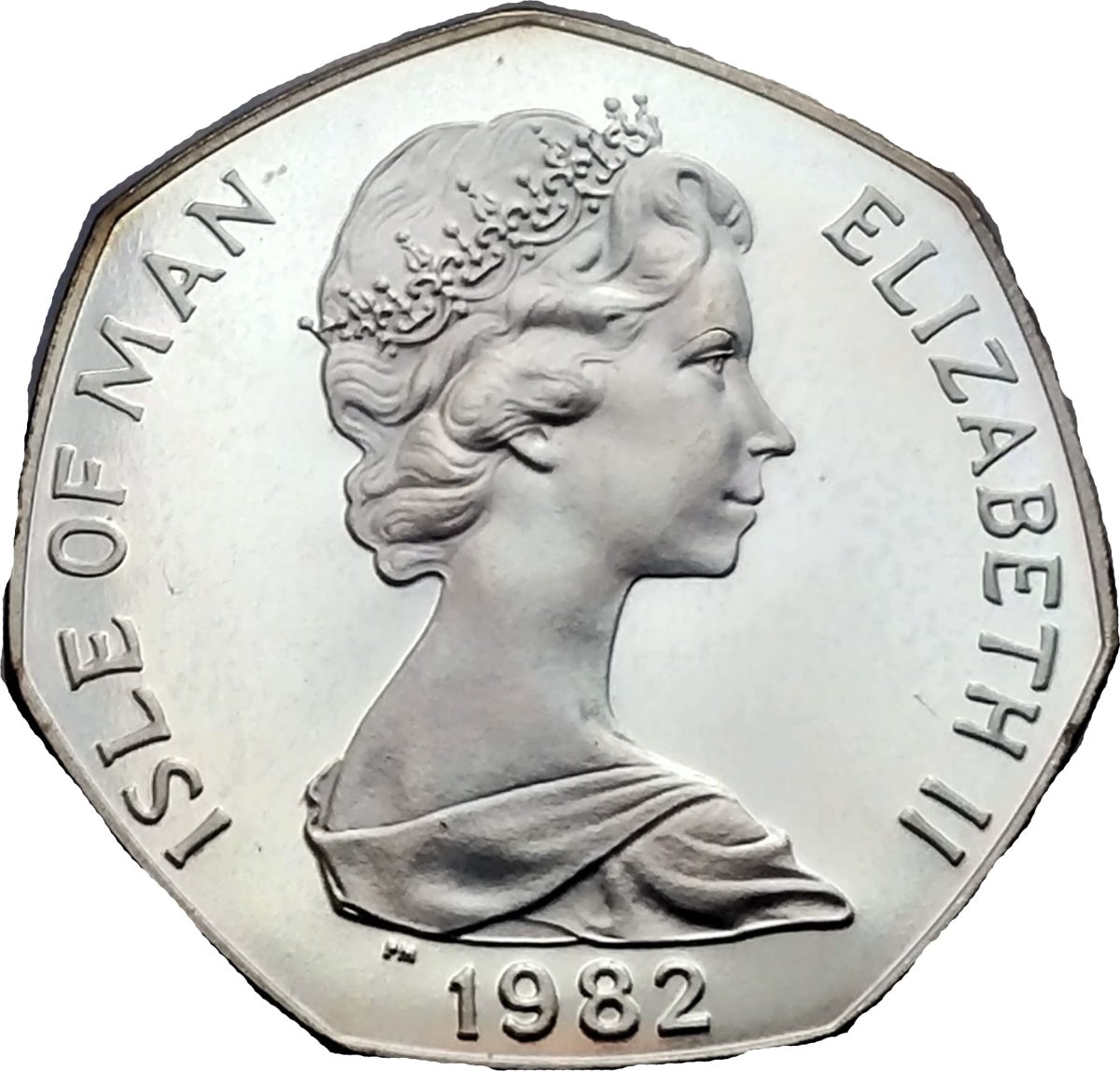Isle of Man 50 Pence - Elizabeth II Christmas 1982; Silver Proof obverse