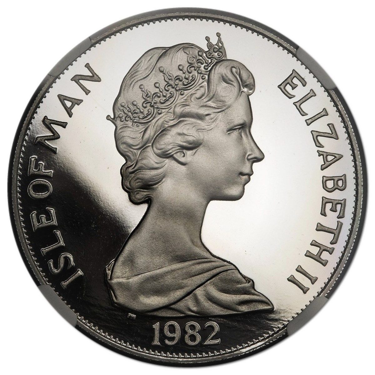 Isle of Man 1 Crown - Elizabeth II World Cup in Spain - Victors updated; Platinum Proof obverse