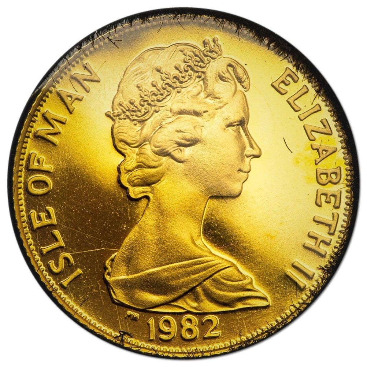 Isle of Man 1 Crown - Elizabeth II Mayflower; Gold Proof obverse