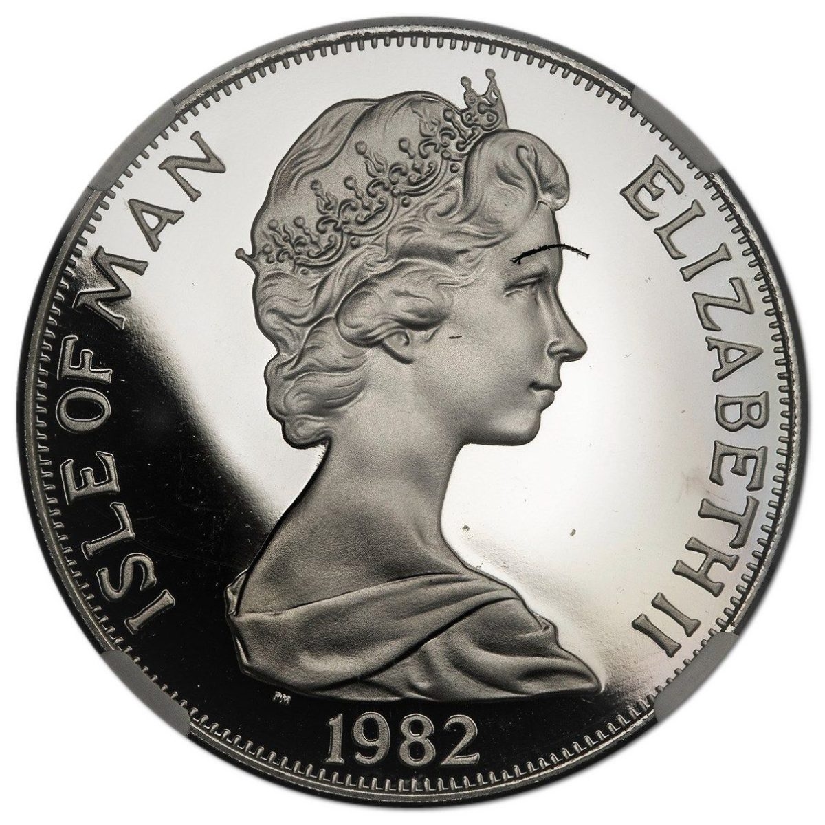 Isle of Man 1 Crown - Elizabeth II H.M.S. Bounty; Platinum Proof obverse