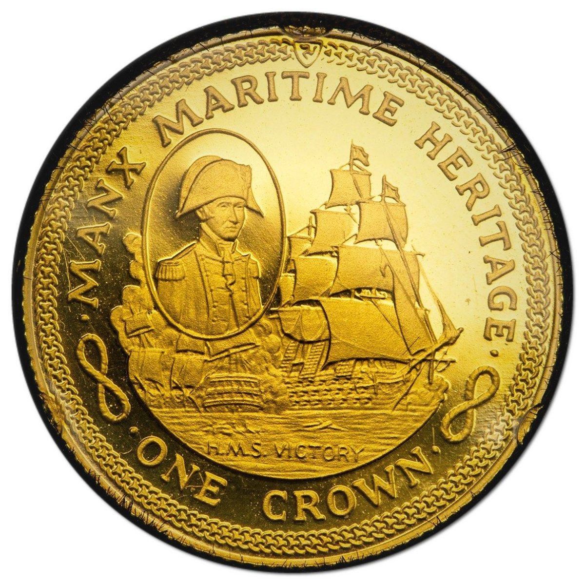 Isle of Man 1 Crown - Elizabeth II H.M.S. Victory; Gold Proof
