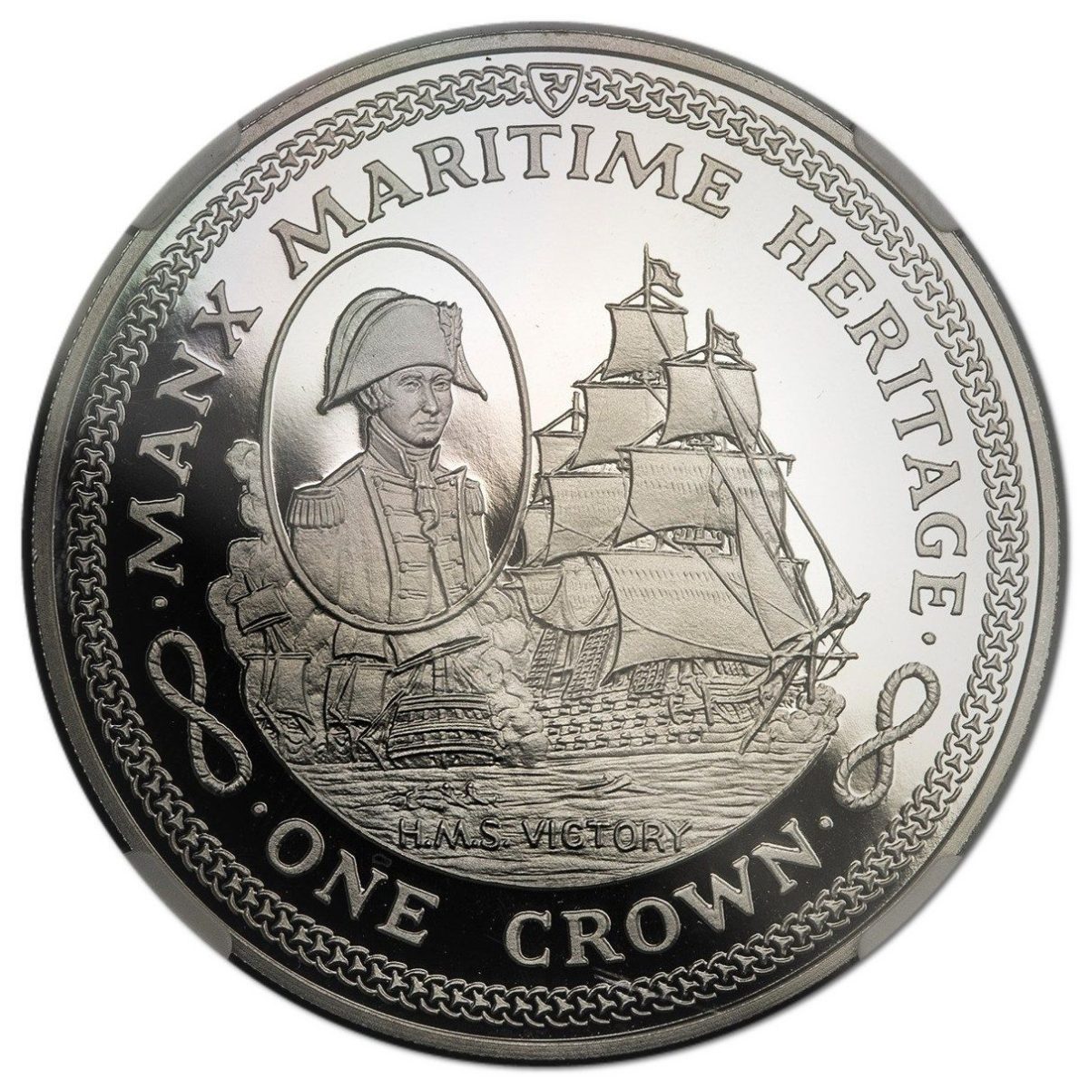Isle of Man 1 Crown - Elizabeth II H.M.S. Victory; Platinum Proof