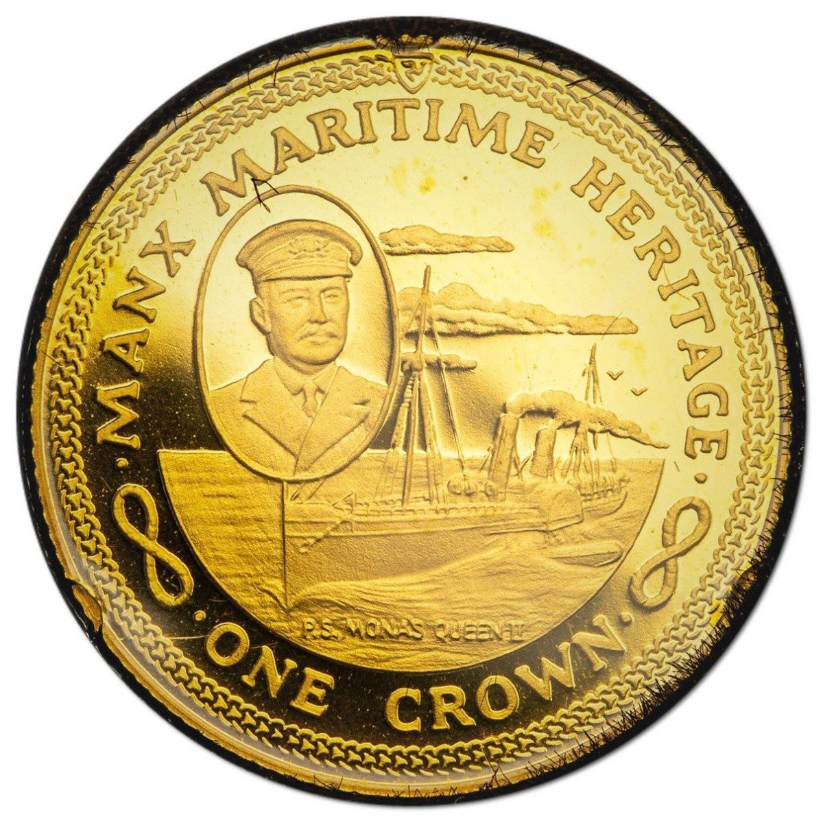 Isle of Man 1 Crown - Elizabeth II P.S. Mona's Queen II; Gold Proof reverse