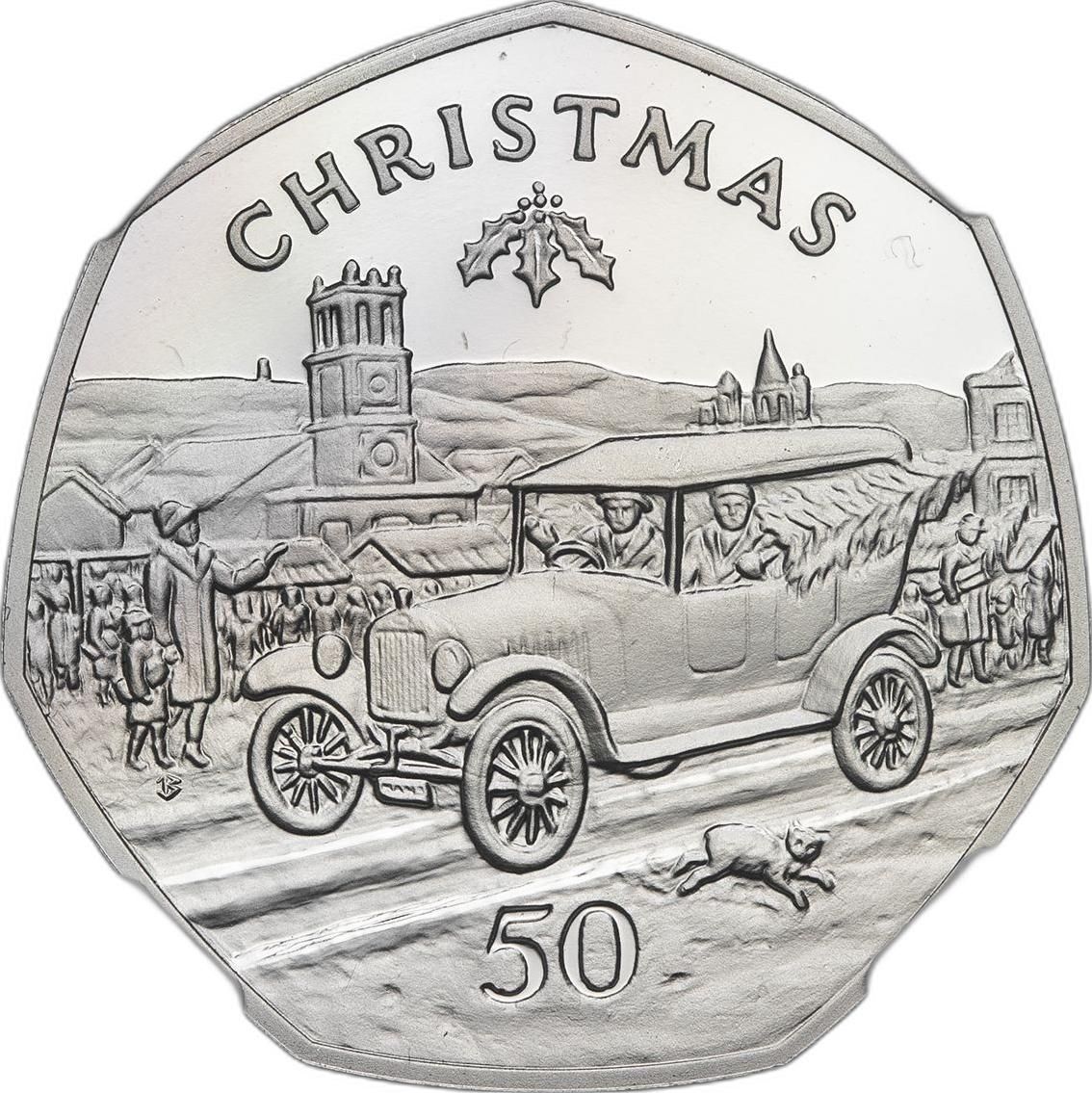 Isle of Man 50 Pence - Elizabeth II Christmas 1983; Platinum Proof