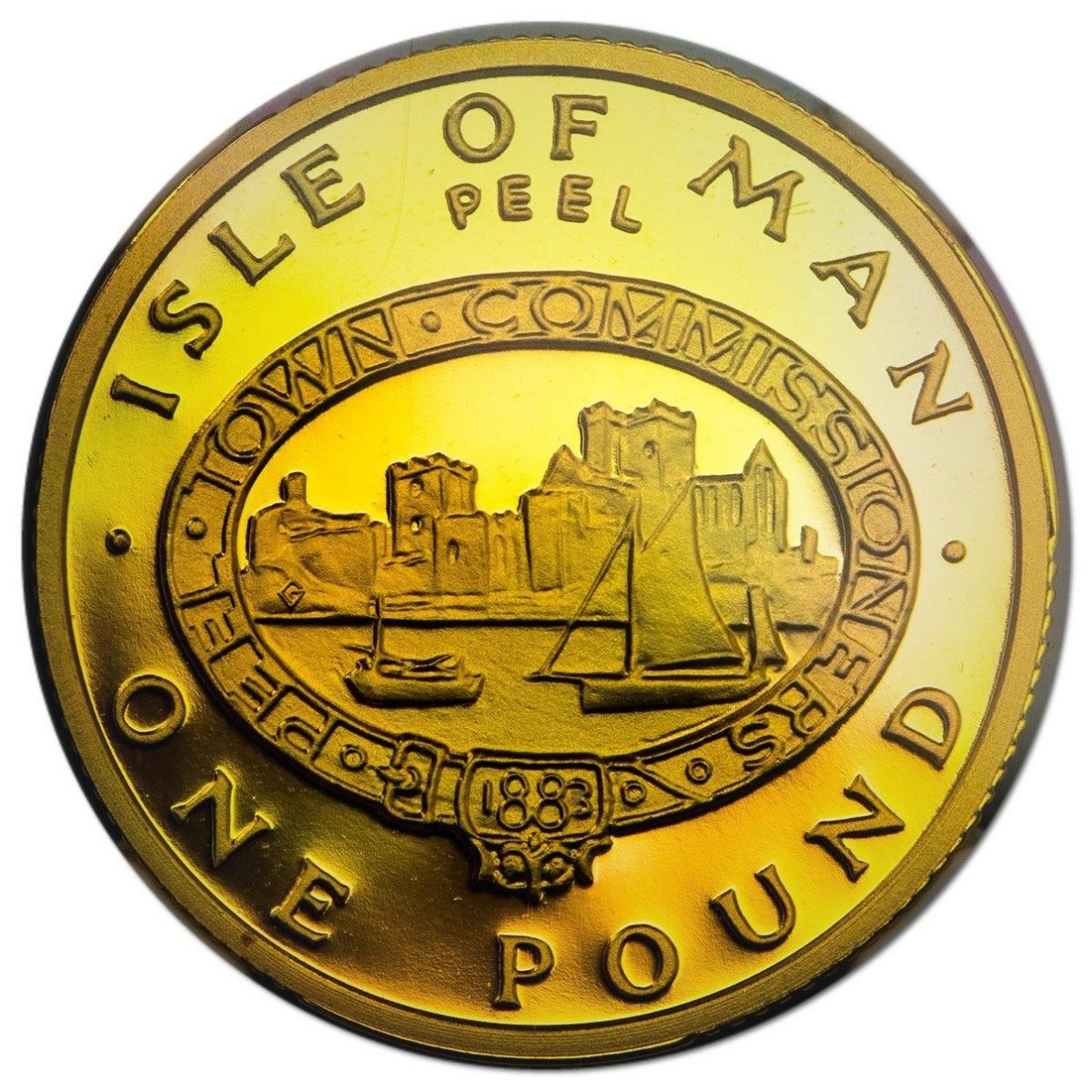 Isle of Man 1 Pound - Elizabeth II Peel; Gold Proof Piedfort