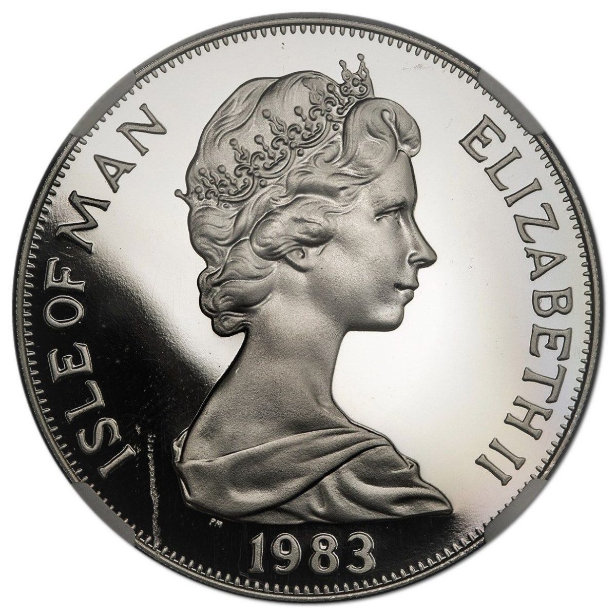 Isle of Man 1 Crown - Elizabeth II Montgolfier Balloon; Platinum Proof obverse