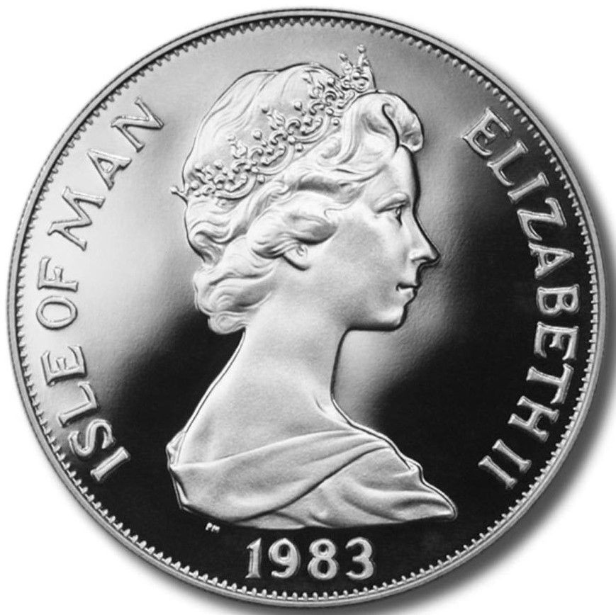 Isle of Man 1 Crown - Elizabeth II Wright Flyer; Silver obverse