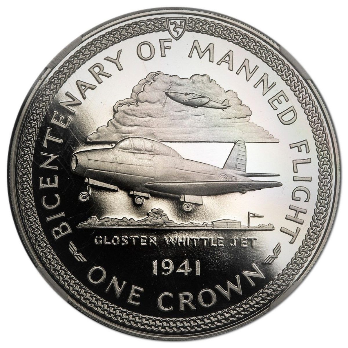 Isle of Man 1 Crown - Elizabeth II Gloster Whittle; Platinum Proof