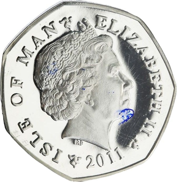 Isle of Man 50 Pence - Elizabeth II Christmas 2011; Silver Proof obverse