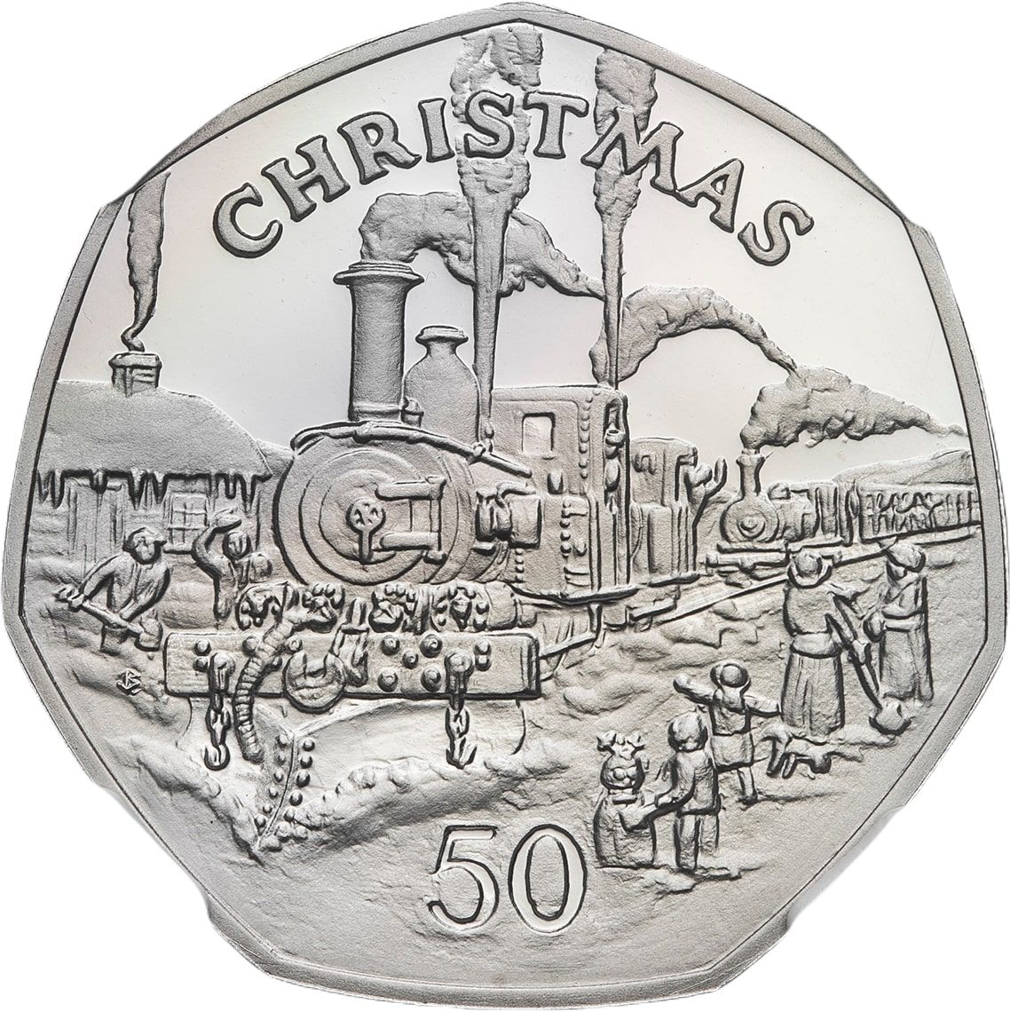Isle of Man 50 Pence - Elizabeth II Christmas 1984; Platinum Proof