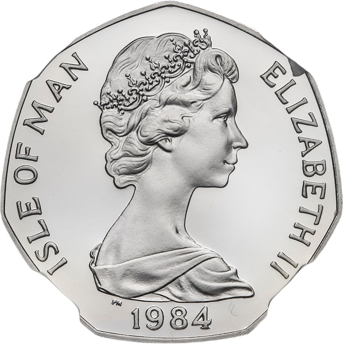 Isle of Man 50 Pence - Elizabeth II Tourist Trophy Motorcycle Races; Platinum Proof obverse
