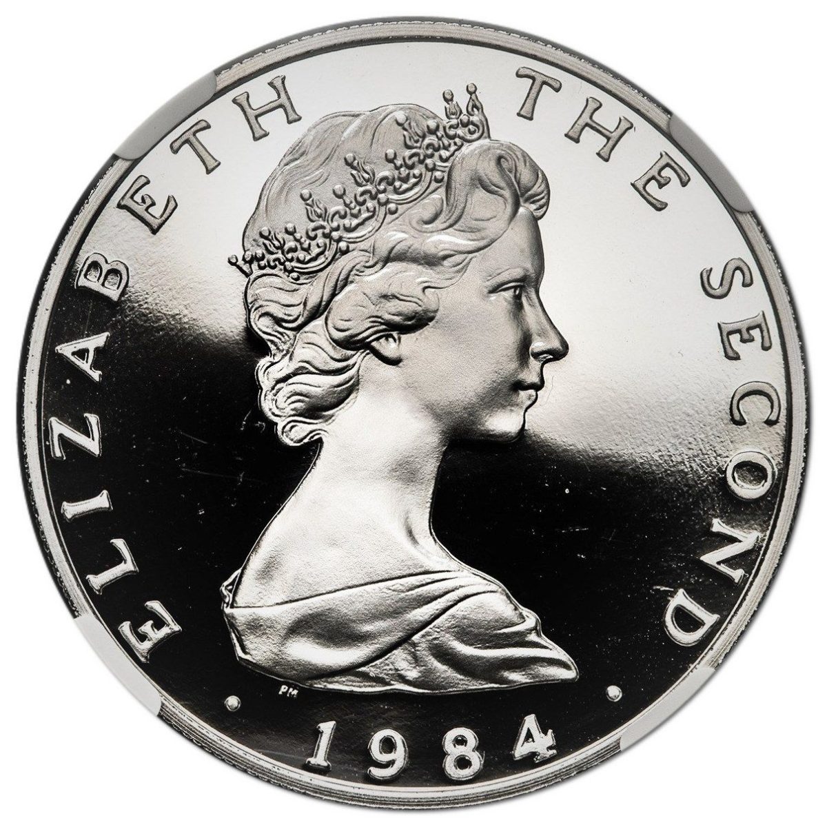 Isle of Man 5 Pounds - Elizabeth II Quincentenary of the College of Arms; Platinum Proof obverse