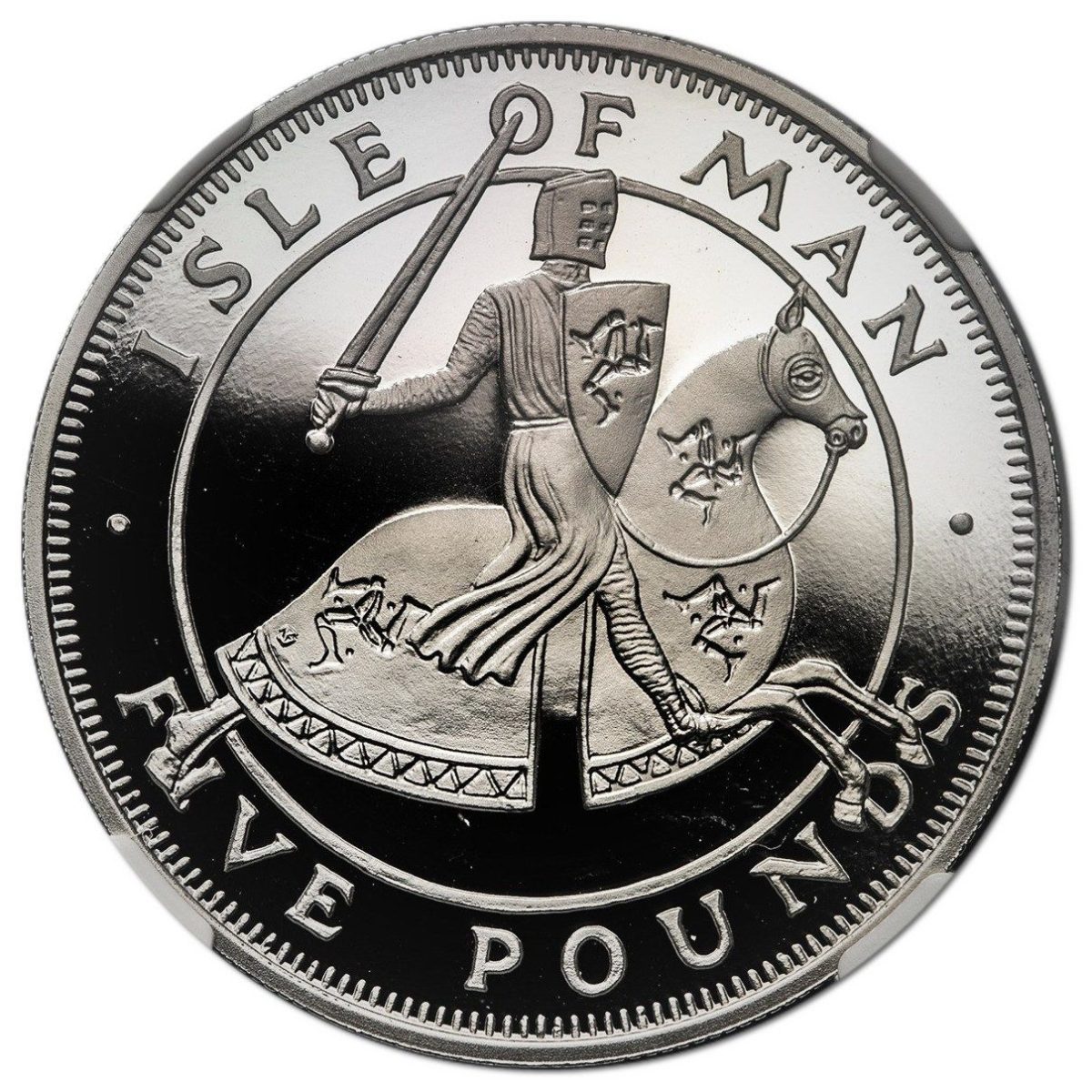 Isle of Man 5 Pounds - Elizabeth II Quincentenary of the College of Arms; Platinum Proof