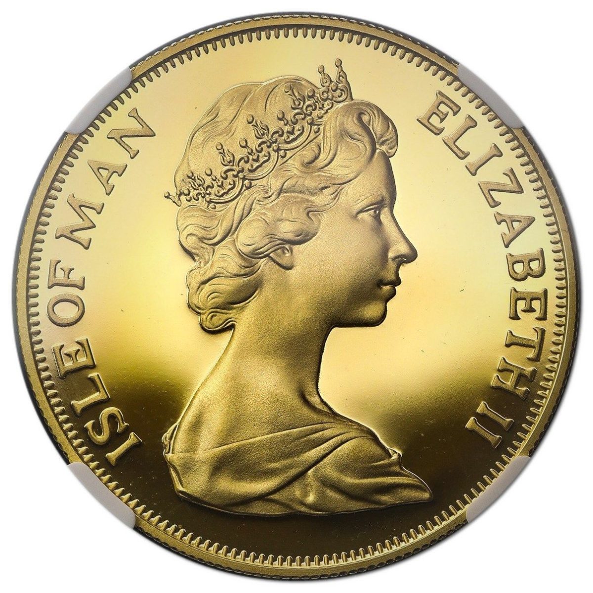 Isle of Man 5 Pounds - Elizabeth II Four crowned shields obverse