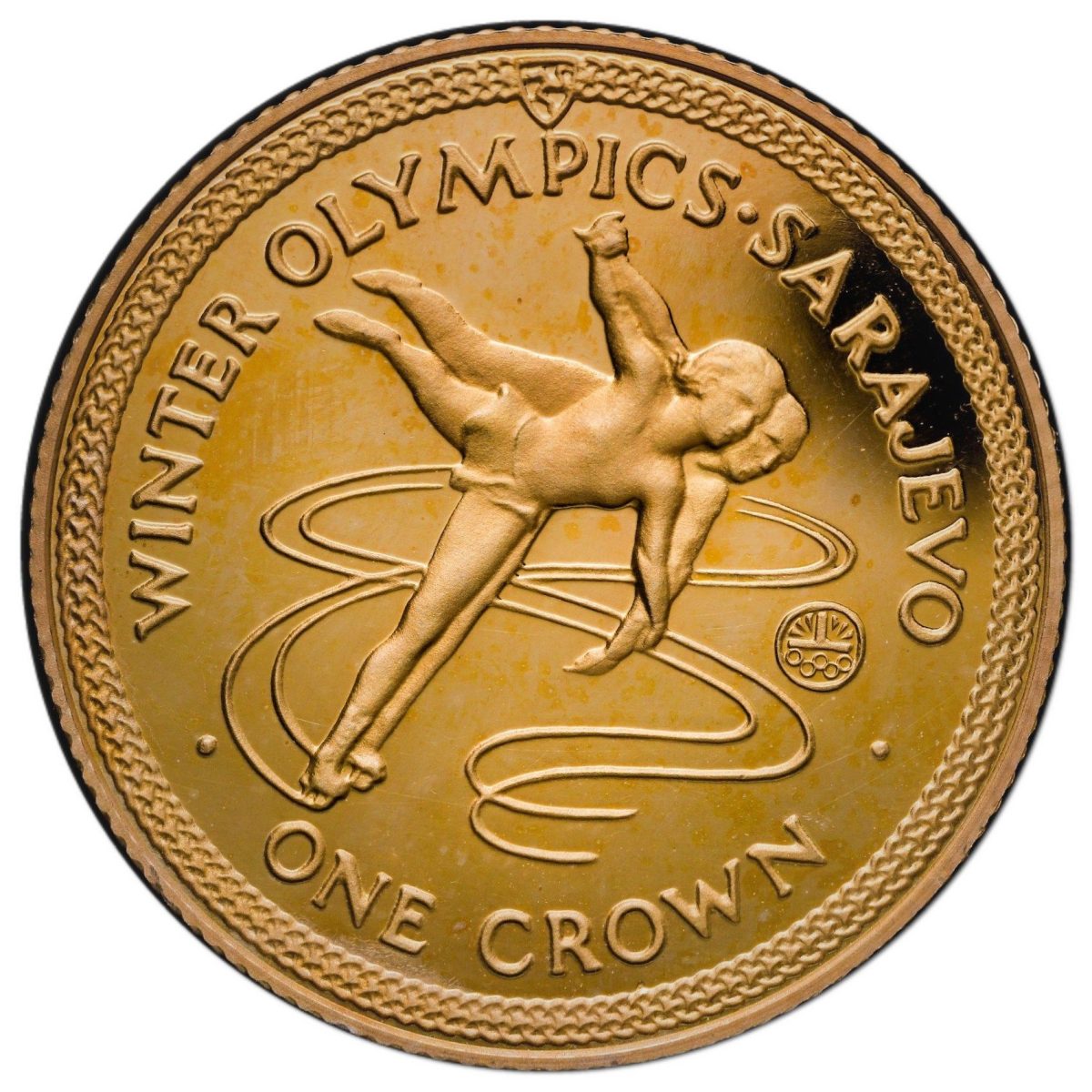 Isle of Man 1 Crown - Elizabeth II Ice Dancing; Gold reverse