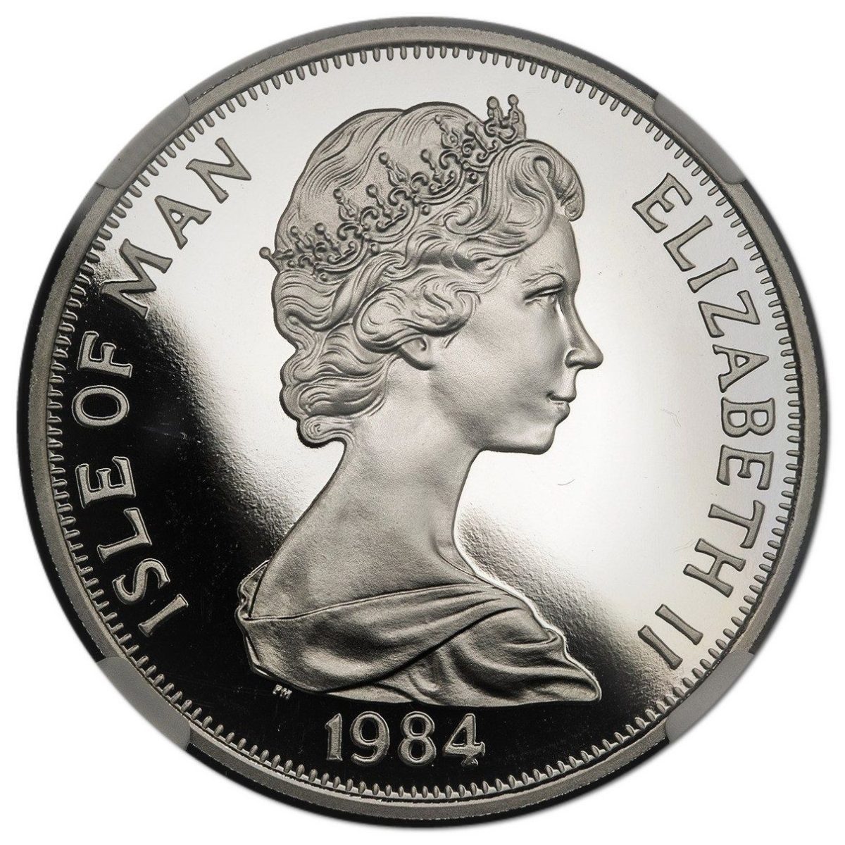 Isle of Man 1 Crown - Elizabeth II College of Arms; Earl of Derby; Platinum obverse