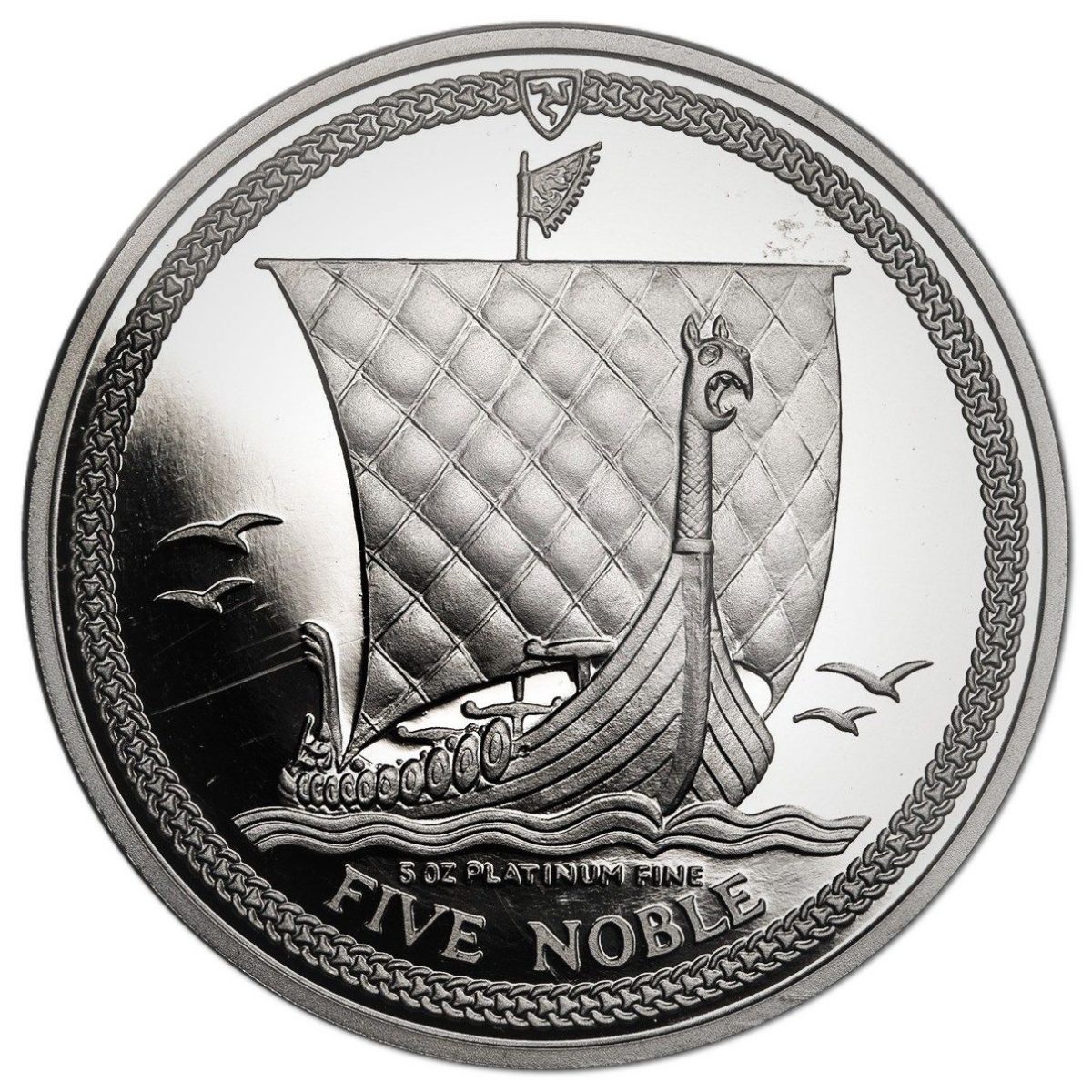 Isle of Man 5 Noble - Elizabeth II Longboat reverse