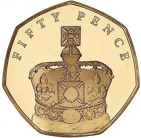 Isle of Man 50 Pence - Elizabeth II Imperial State Crown; Gold Proof