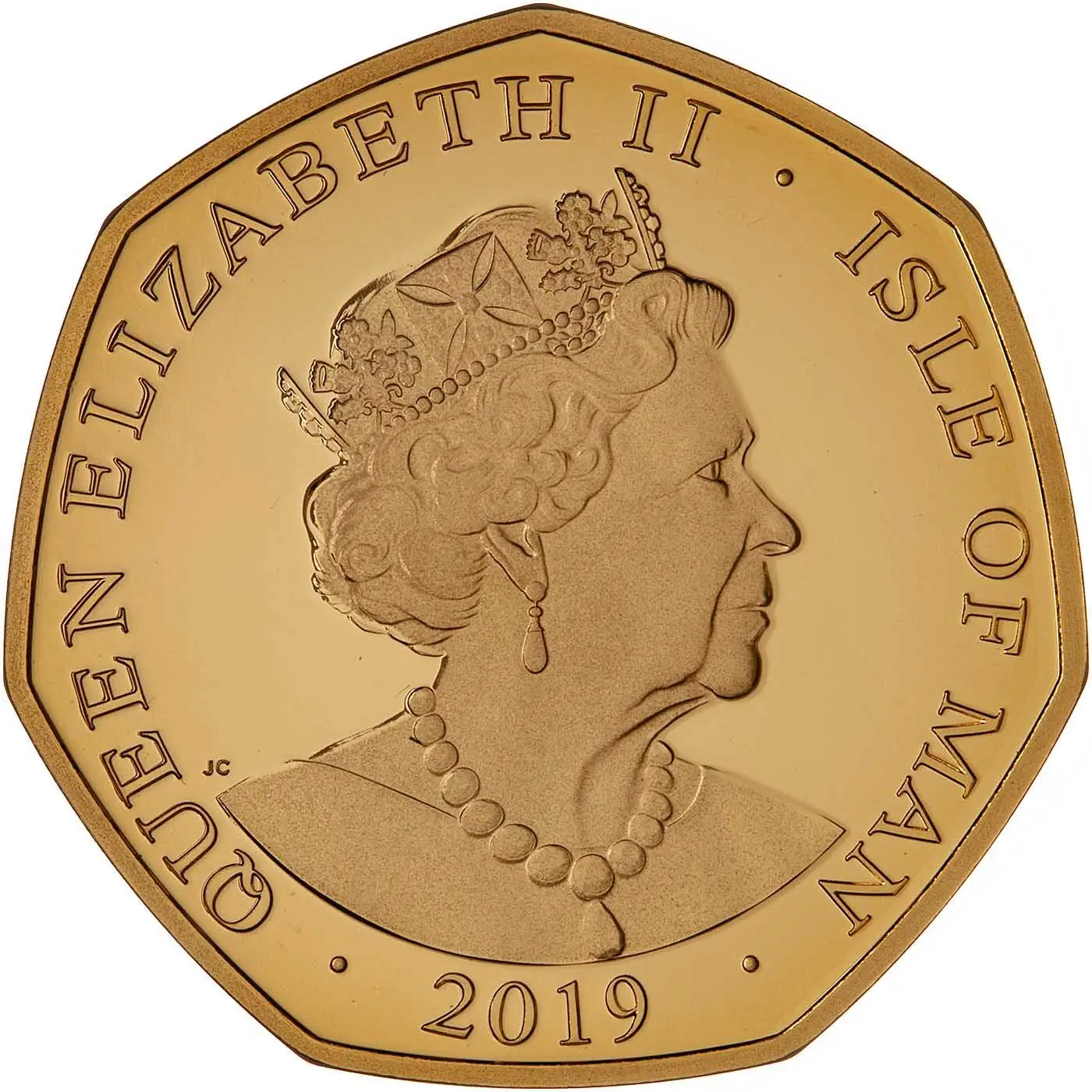 Isle of Man 50 Pence - Elizabeth II Slip Catch; Gold Proof obverse