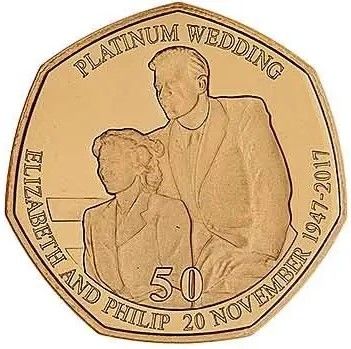 Isle of Man 50 Pence - Elizabeth II Platinum Wedding - Royal Memories; Gold Proof