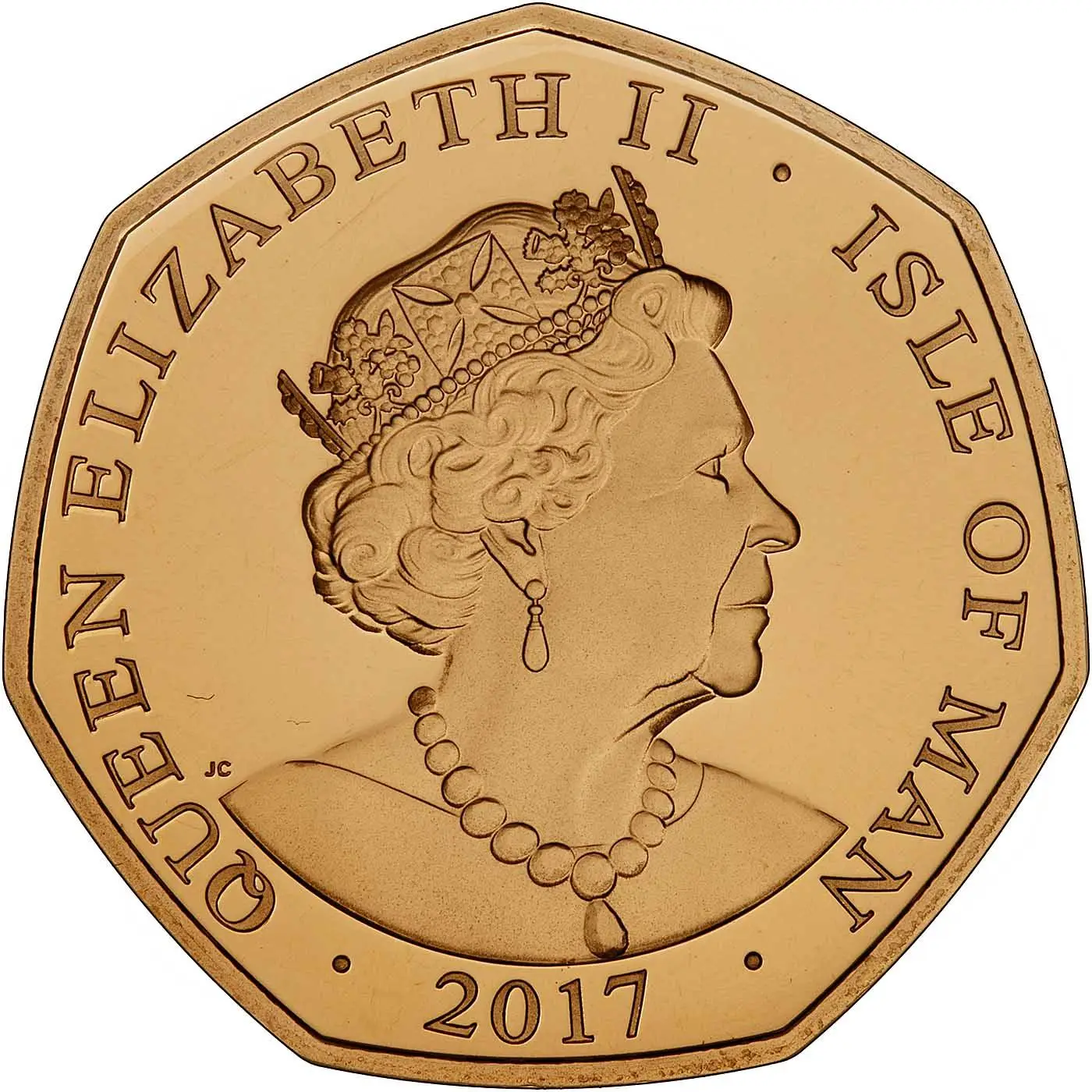 Isle of Man 50 Pence - Elizabeth II Platinum Wedding - The New Bride; Gold Proof obverse