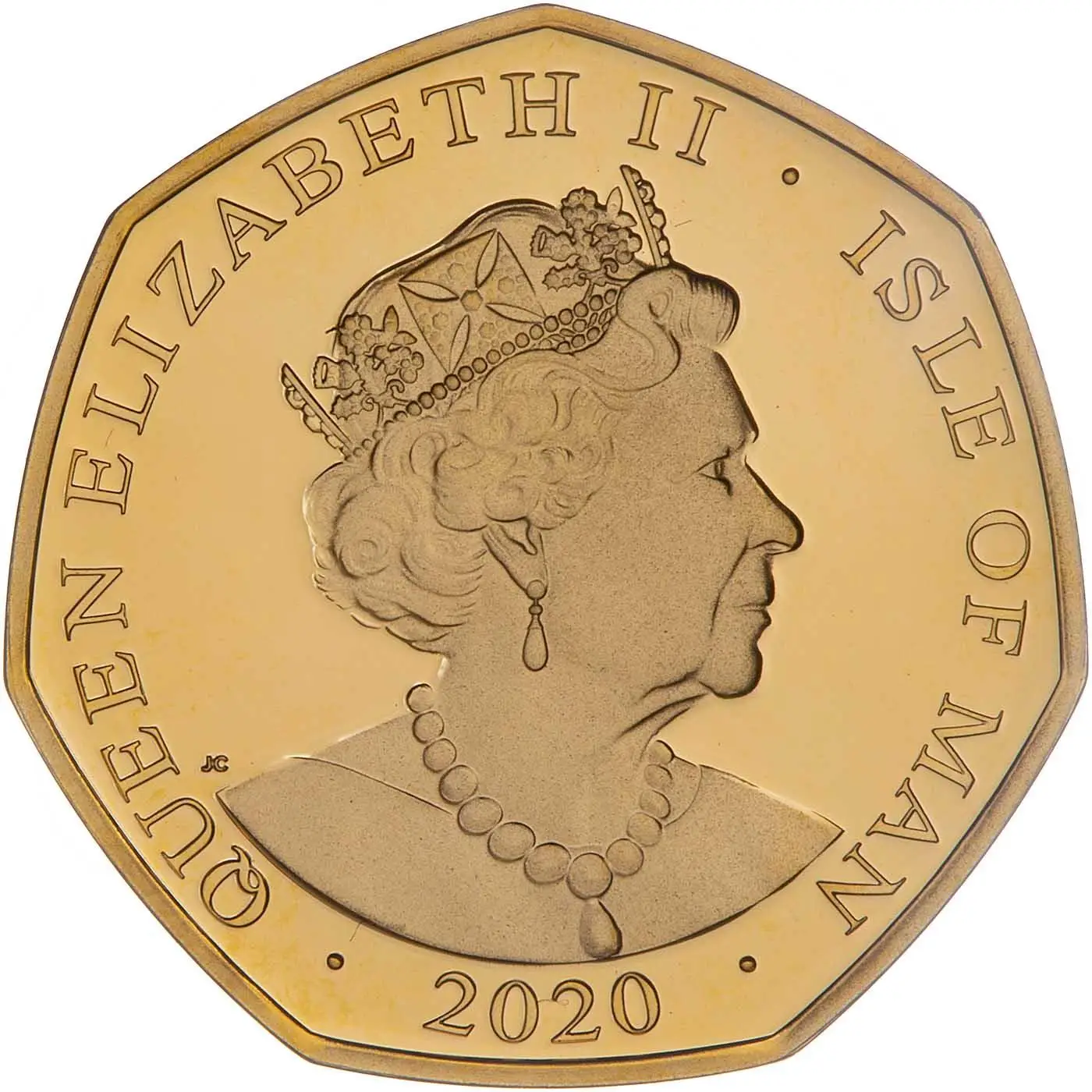 Isle of Man 50 Pence - Elizabeth II VE Day - HMS Dido Battleship; Gold Proof obverse