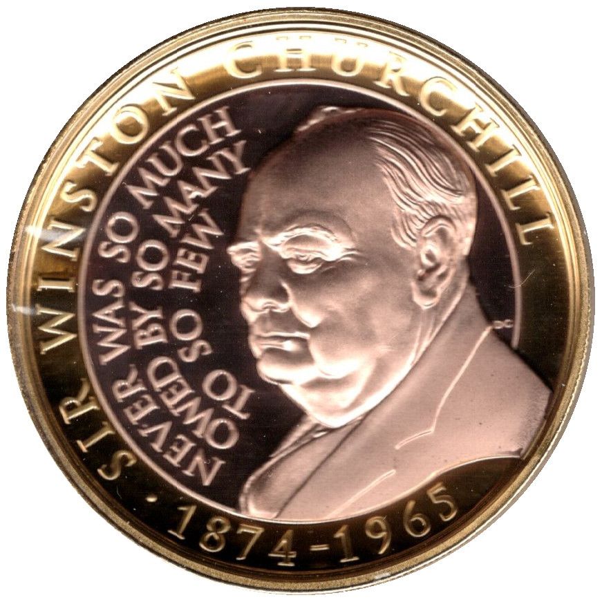 Gibraltar 2 Pounds - Elizabeth II Churchill - Never Was So Much; Gold plated