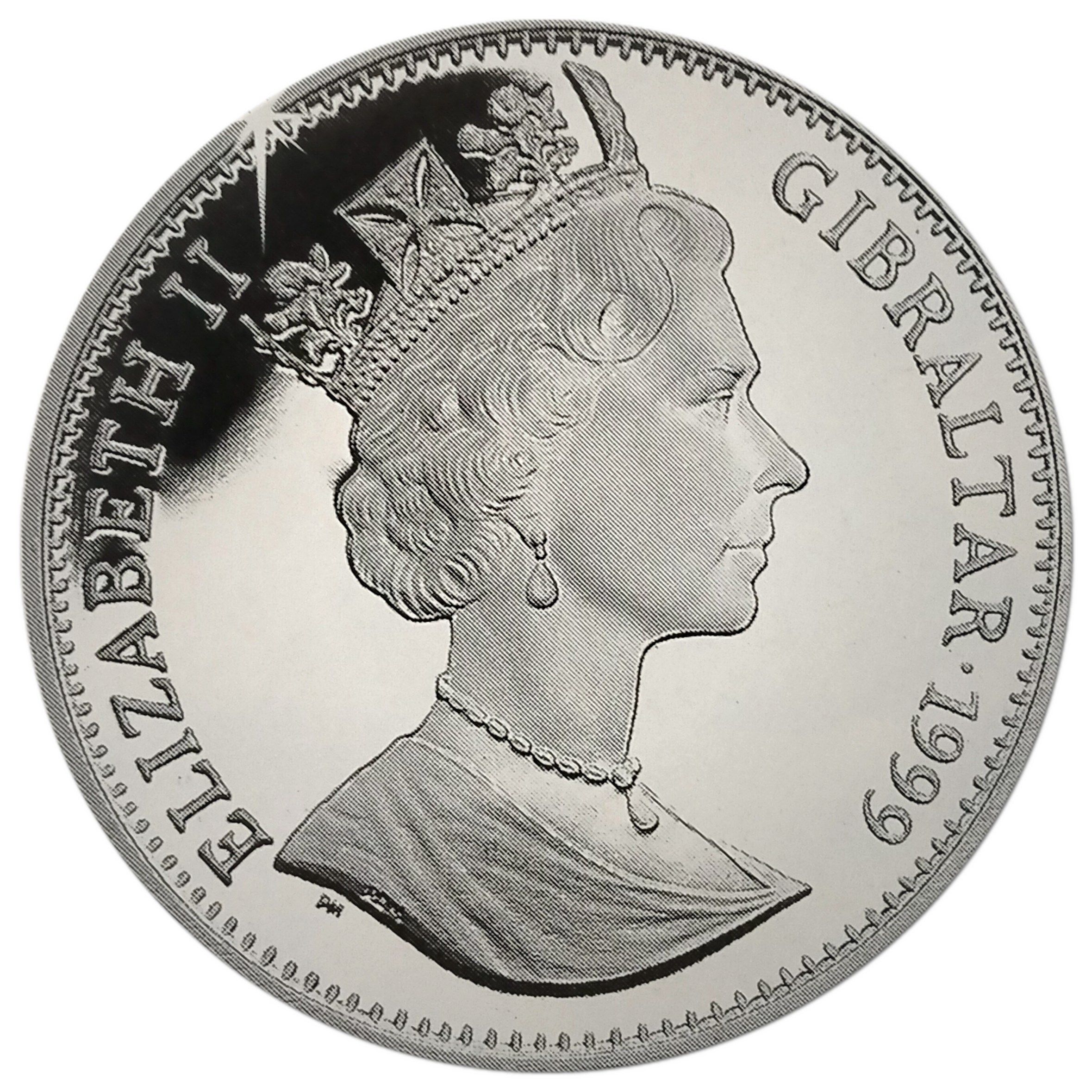 Gibraltar 1 Crown - Elizabeth II Platypus and Sailing Yachts; Silver Proof obverse