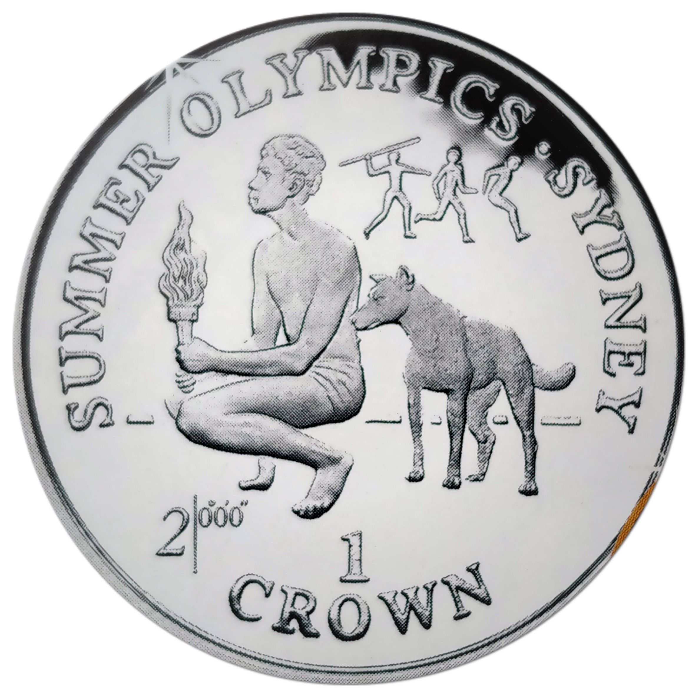 Gibraltar 1 Crown - Elizabeth II Aboriginal man and dog; Silver Proof