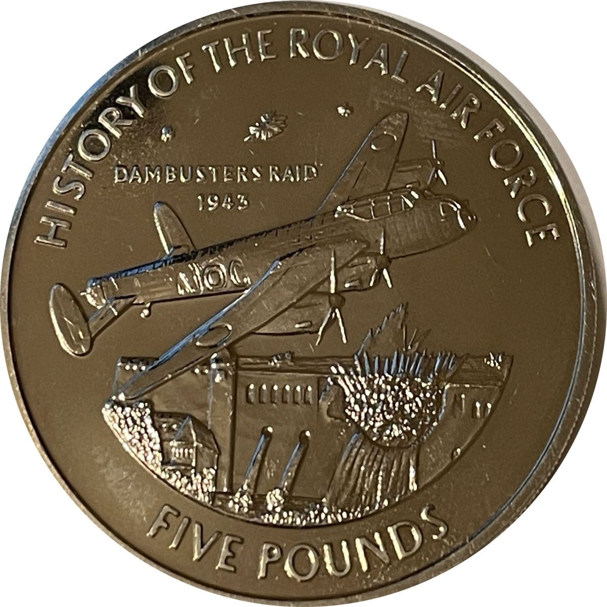 Guernsey 5 Pounds - Elizabeth II Dambusters Raid