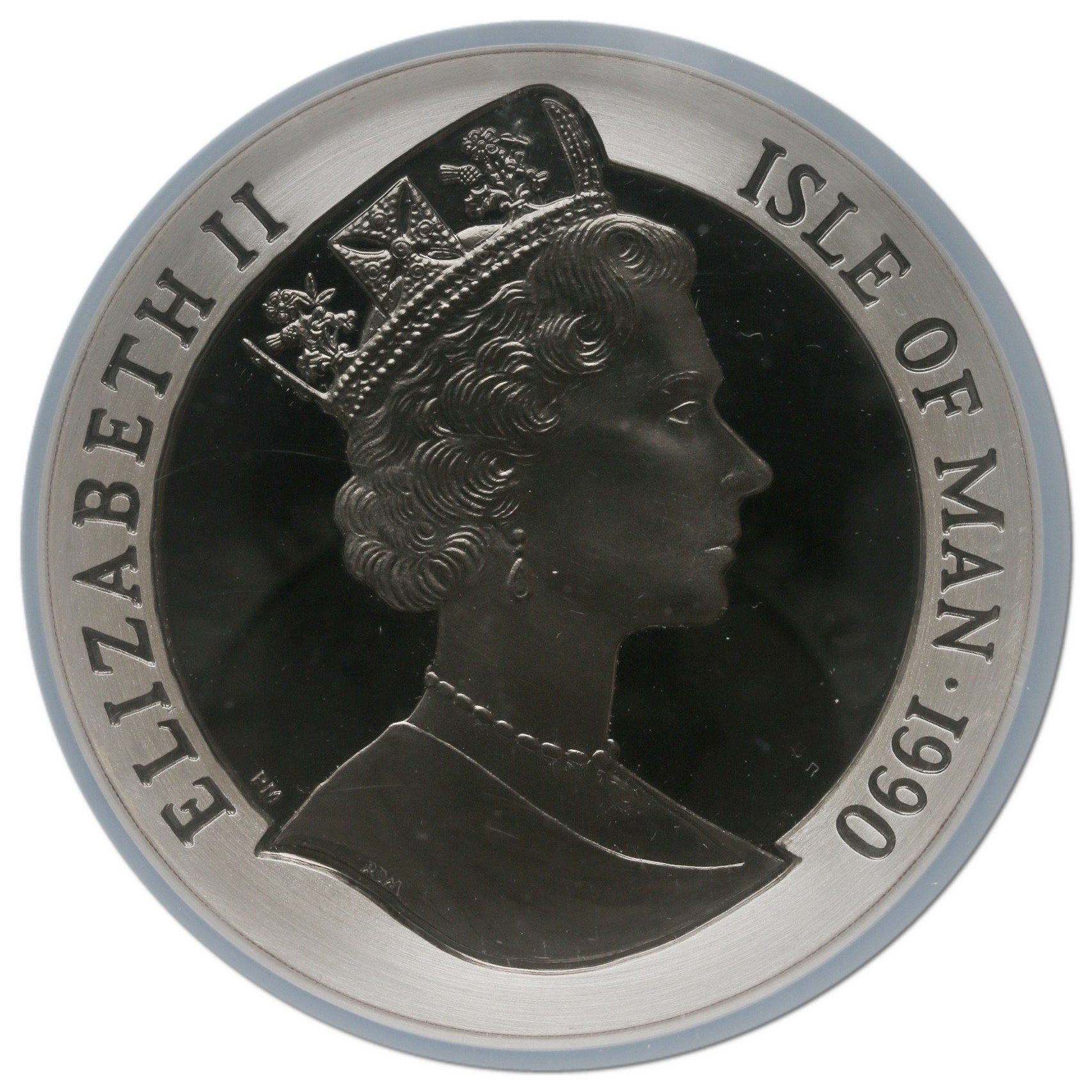 Isle of Man 5 Crowns - Elizabeth II Penny Black; Silver Proof obverse
