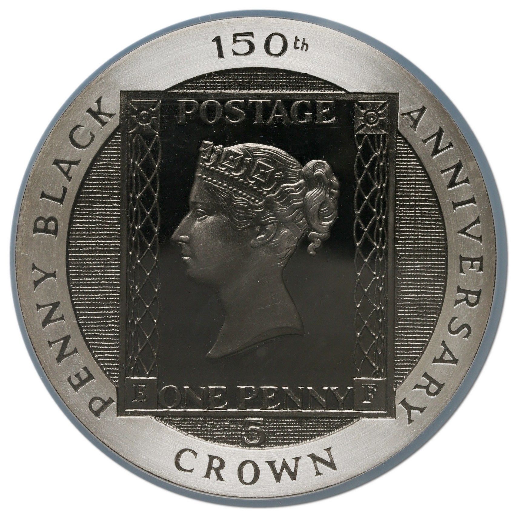 Isle of Man 5 Crowns - Elizabeth II Penny Black; Silver Proof