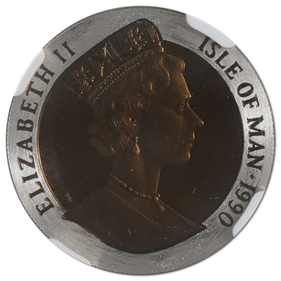 Isle of Man ⅕ Crown - Elizabeth II Penny Black; Platinum Proof obverse