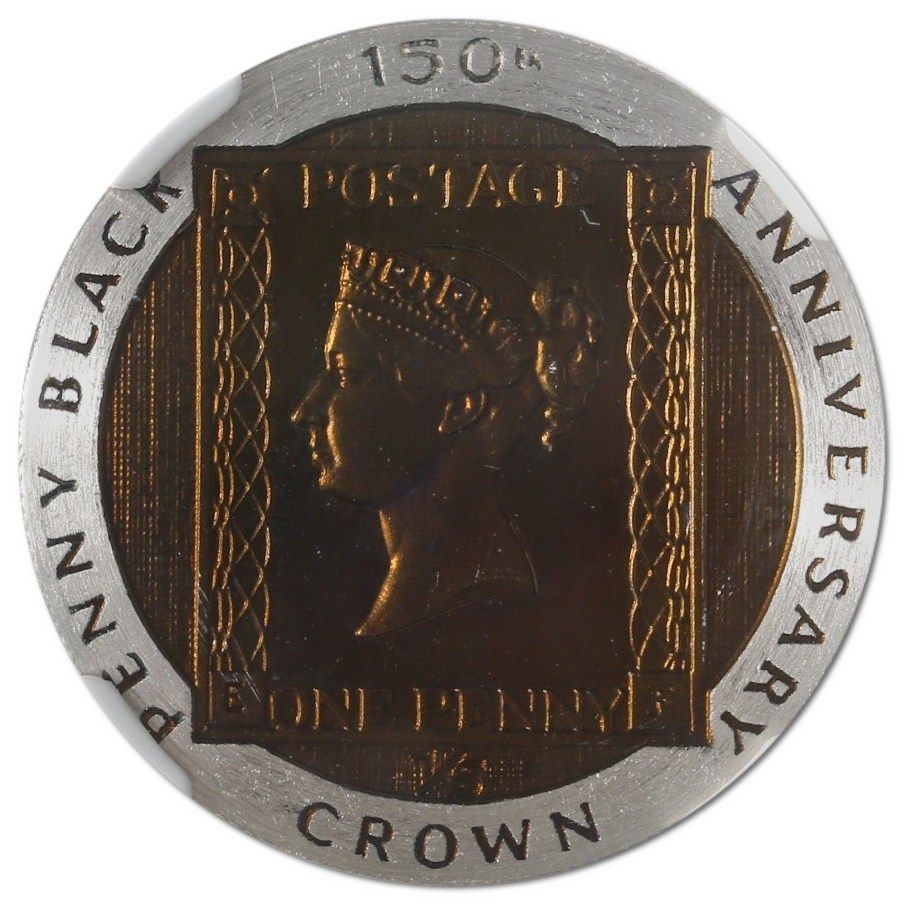 Isle of Man ⅕ Crown - Elizabeth II Penny Black; Platinum Proof