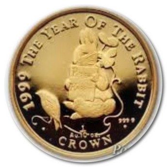 Gibraltar ⅒ Crown - Elizabeth II The year of the Rabbit; Peter Rabbit; Gold Proof