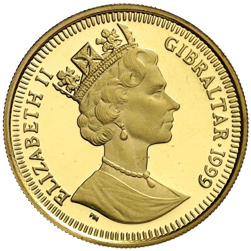Gibraltar ⅕ Crown - Elizabeth II The year of the Rabbit; Peter Rabbit; Gold Proof obverse