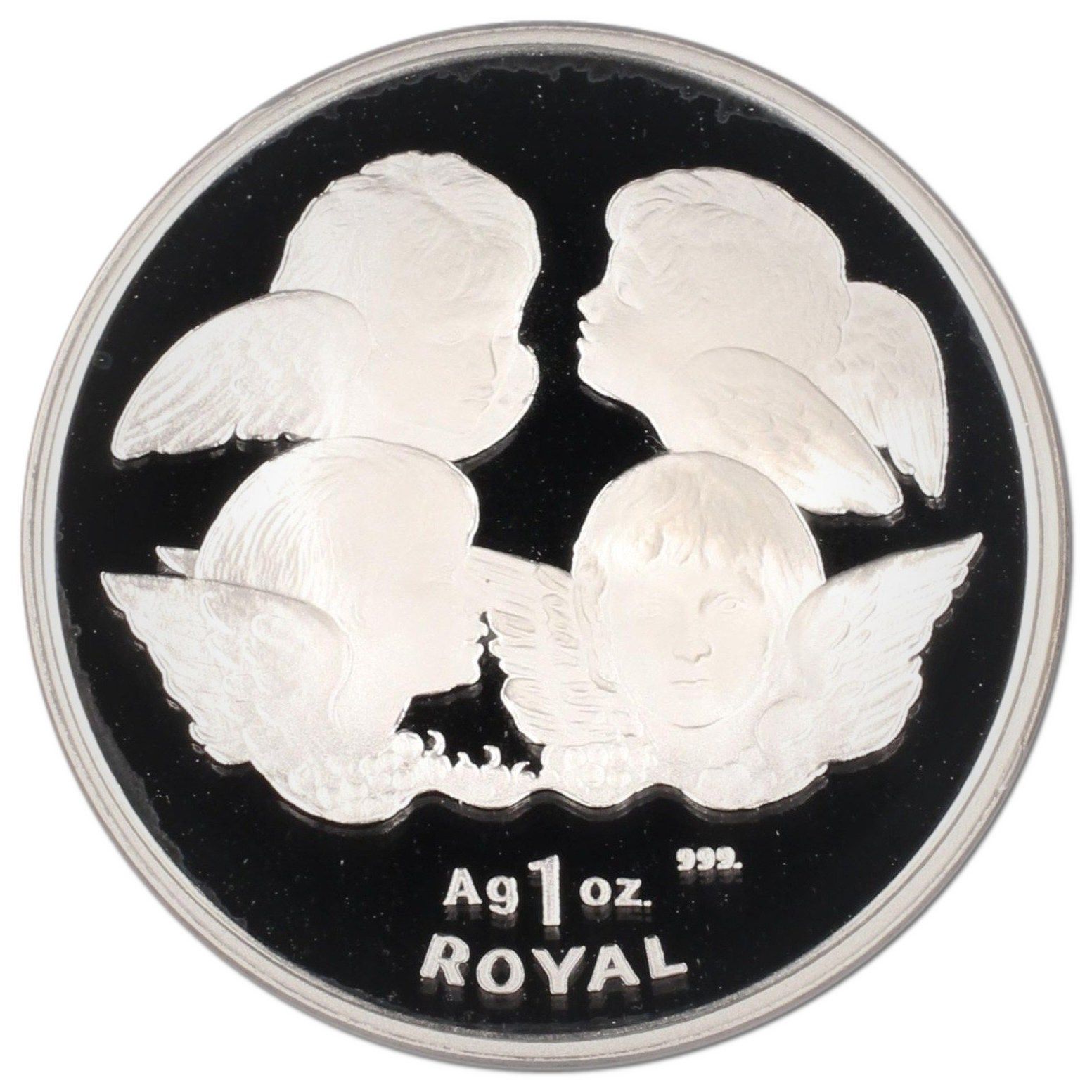 Gibraltar 1 Royal - Elizabeth II 4 Cherub Angels; Silver Proof reverse