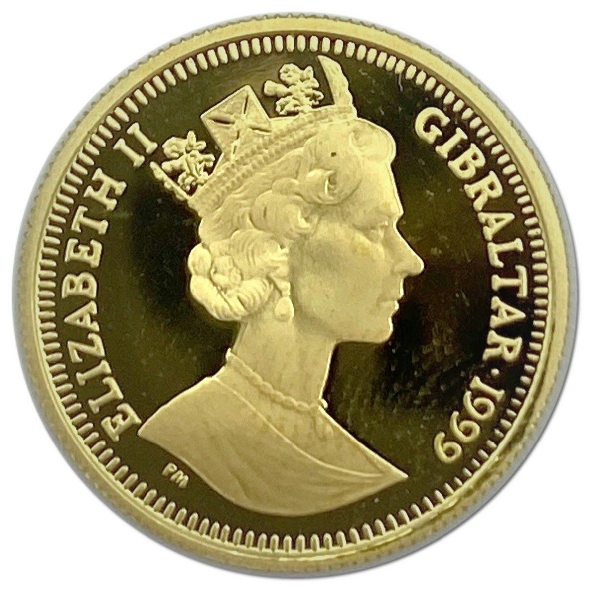 Gibraltar ⅒ Royal - Elizabeth II Cherub Angel; Gold obverse