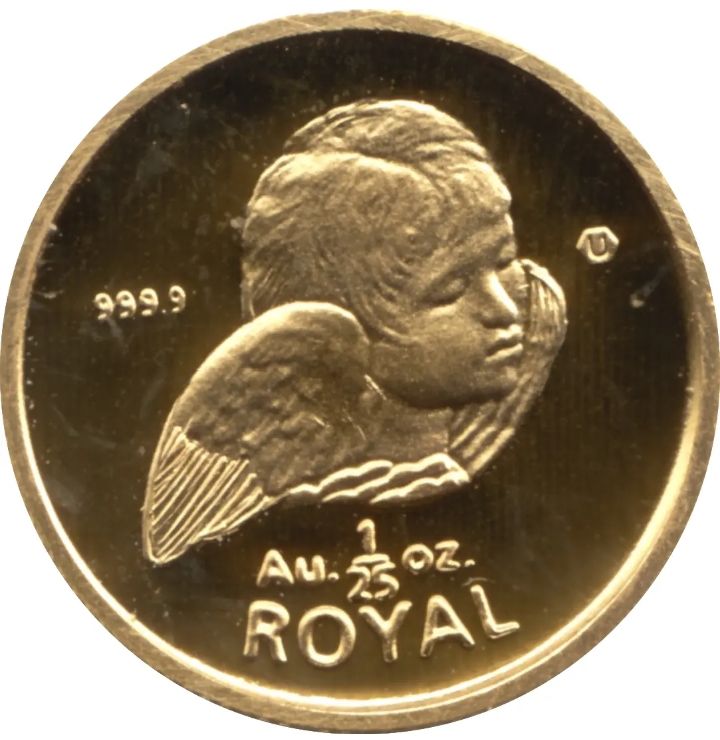 Gibraltar 1/25 Royal - Elizabeth II Cherub Angel; Gold