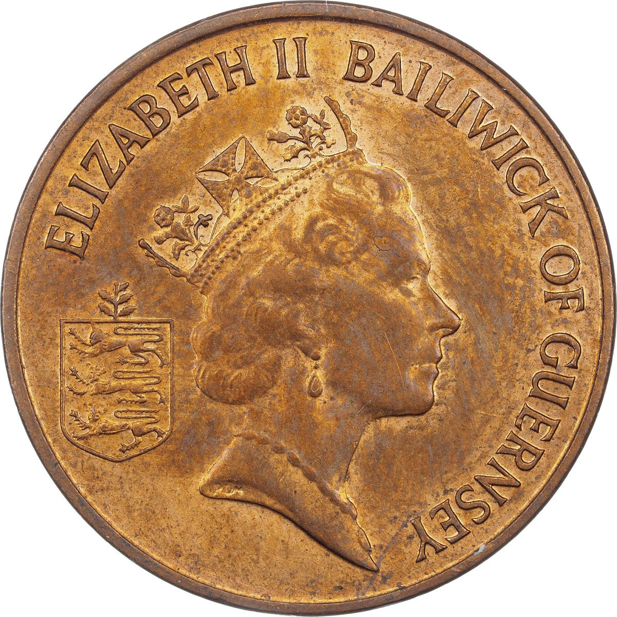 Guernsey 1 Penny - Elizabeth II 3rd portrait; magnetic obverse