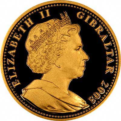 Gibraltar 1 Royal - Elizabeth II Cherub with crossed arms; Gold obverse