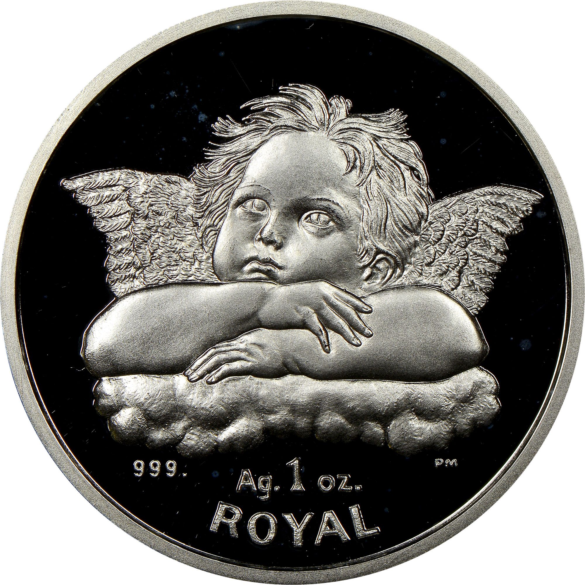 Gibraltar 1 Royal - Elizabeth II Cherub with crossed arms; Silver