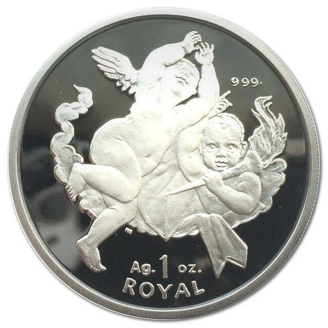 Gibraltar 1 Royal - Elizabeth II Two Cherubs; Silver Proof reverse