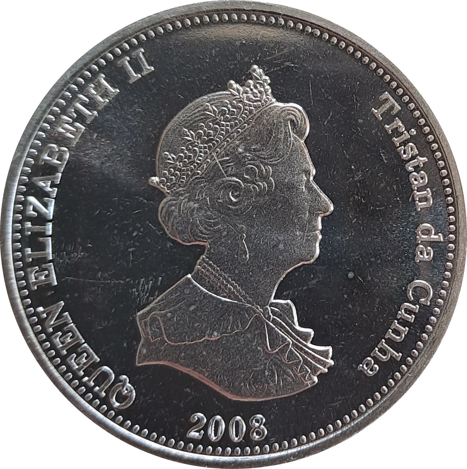 Tristan da Cunha 1 Crown - Elizabeth II 4th portrait; coloured obverse