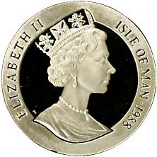 Isle of Man ½ Crown - Elizabeth II Bicentenary of Australia - Dingo; Platinum Proof obverse