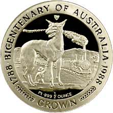 Isle of Man ½ Crown - Elizabeth II Bicentenary of Australia - Dingo; Platinum Proof