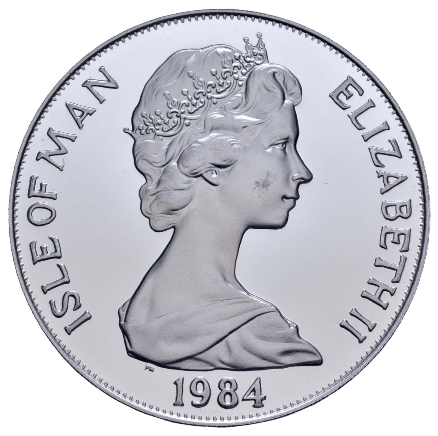 Isle of Man 1 Crown - Elizabeth II Gymnastics; Platinum obverse
