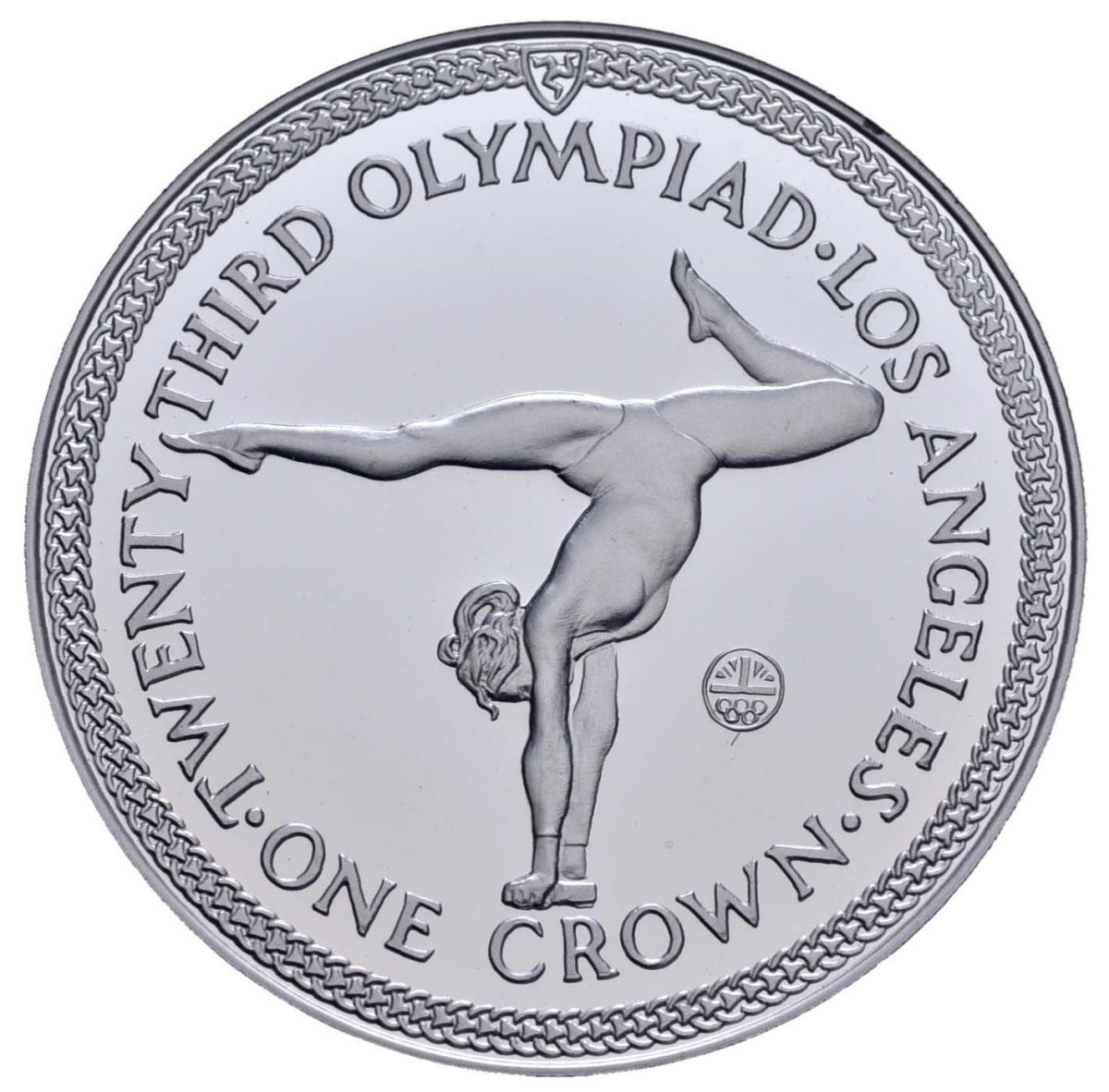 Isle of Man 1 Crown - Elizabeth II Gymnastics; Platinum reverse